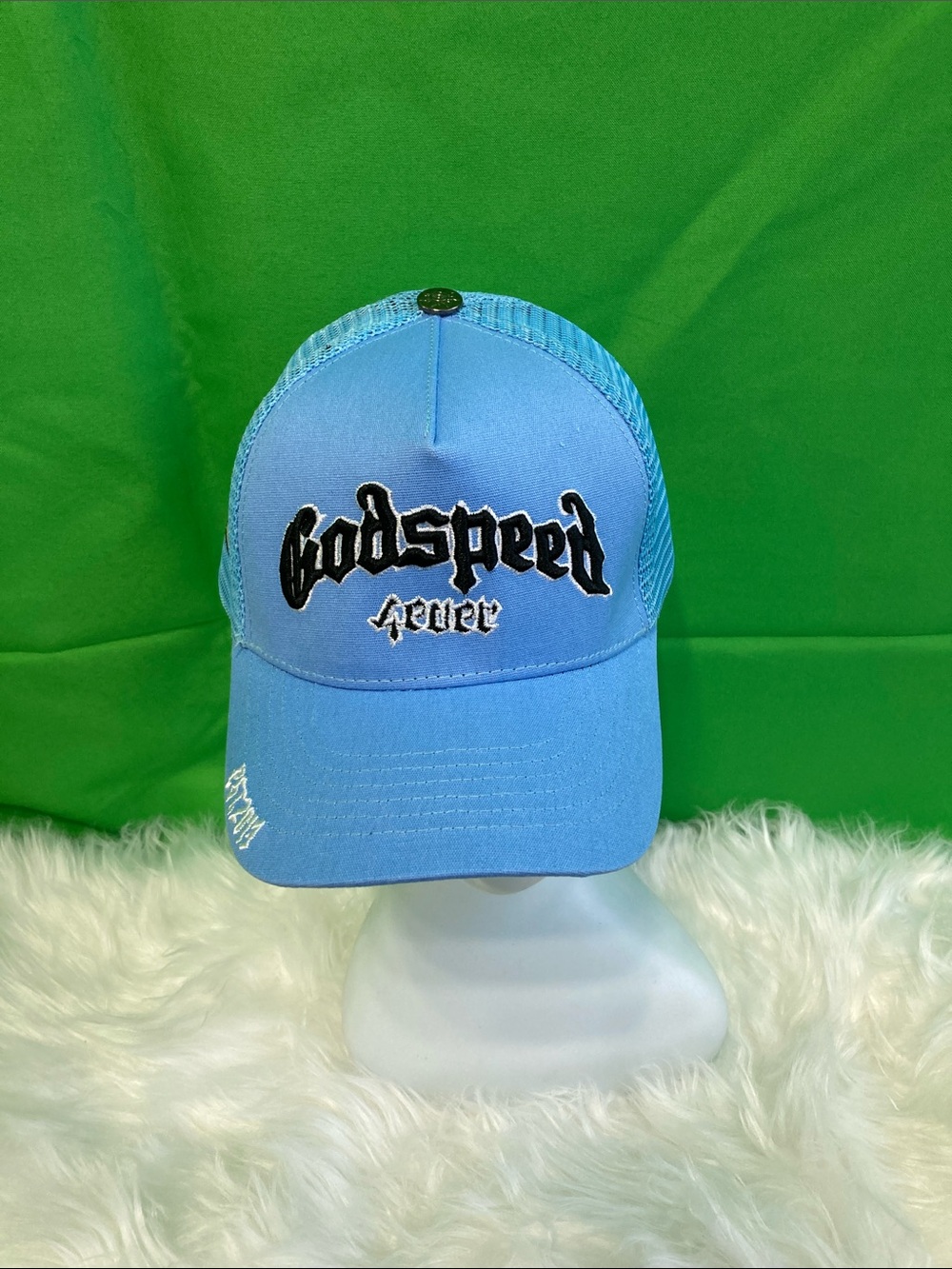 Godspeed Embroidered Sky Blue Trucker Hat